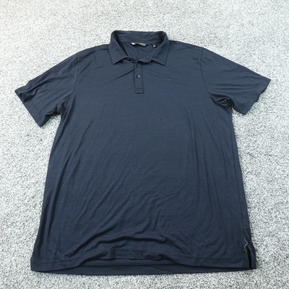 Travis Mathew Polo Shirt Mens XL Navy Blue Short Sleeve Golf Performance Stretch